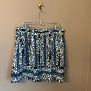 LOFT Blue & White Floral-Striped Mini Skirt